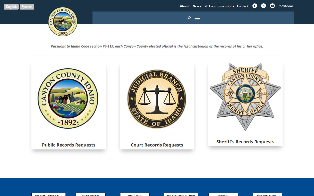 Canyon County Clerk records public records request page