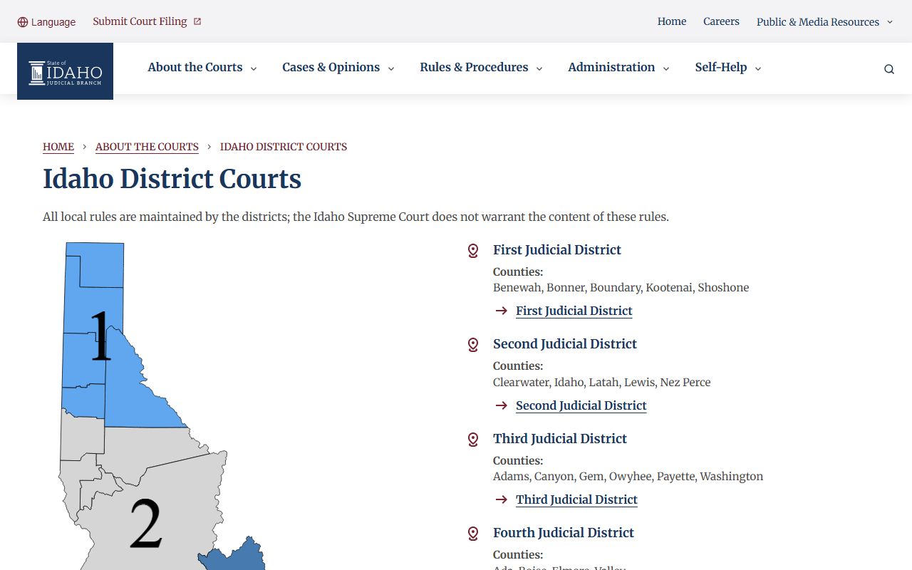 Canyon County court dockets Idaho Third Judicial District