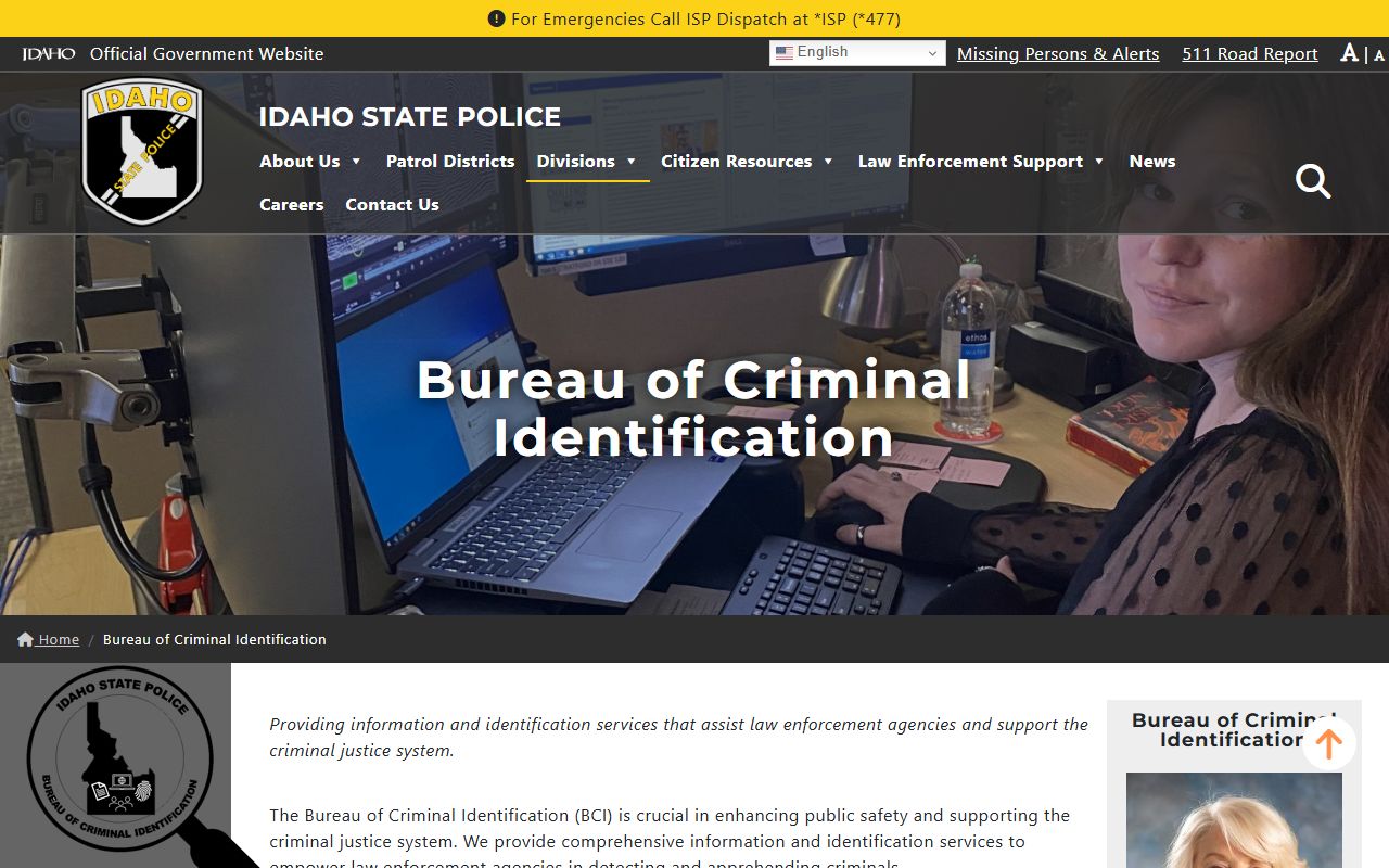 Canyon County criminal court records Idaho State Police BCI