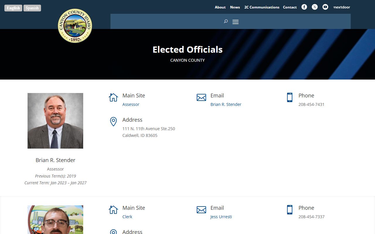 Canyon County court records elected officials directory