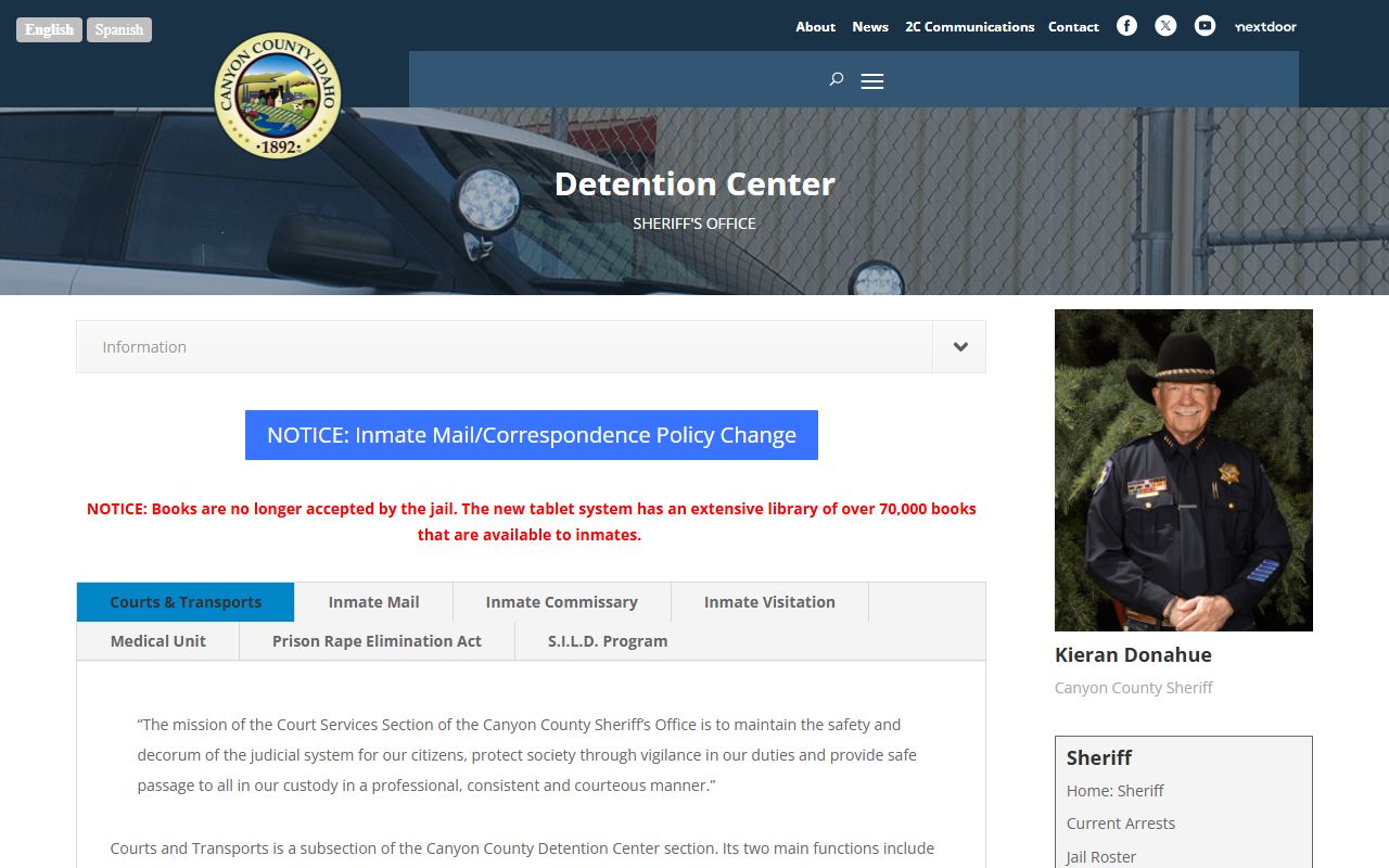 Canyon County inmate records detention center information