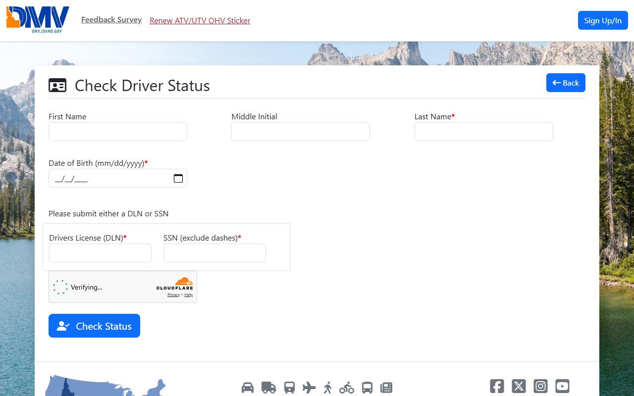 Canyon County traffic court records Idaho DMV driver status checker